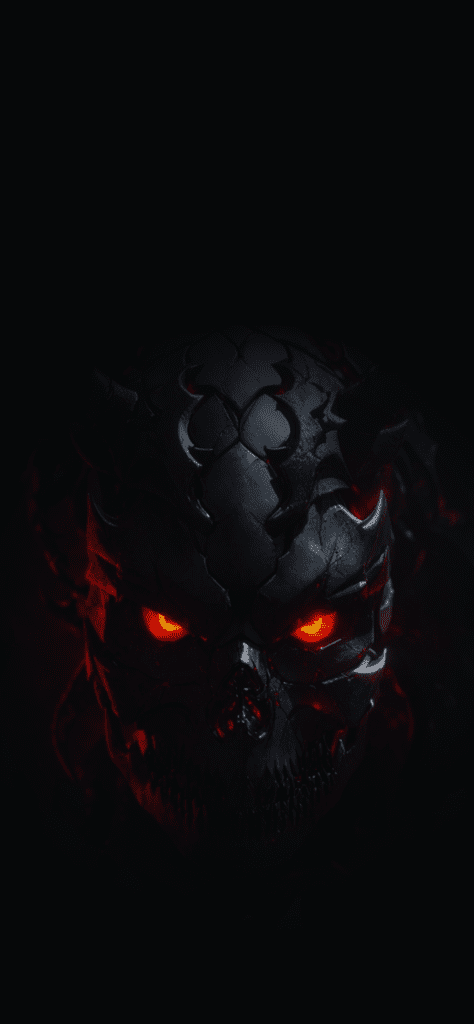 Fondos de pantalla de un demonio con ojos rojos y con fondo de color negro
