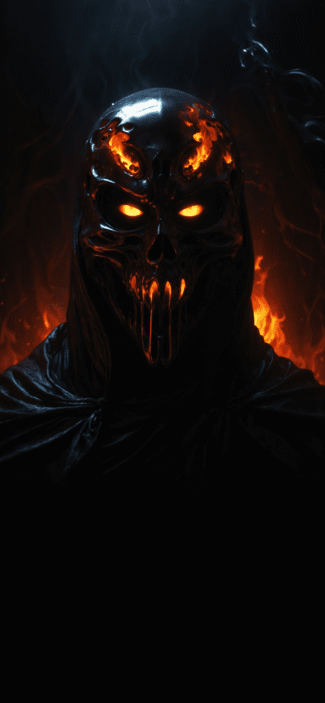 Fondos de pantalla de demonio con fuego y con fondo de color negro