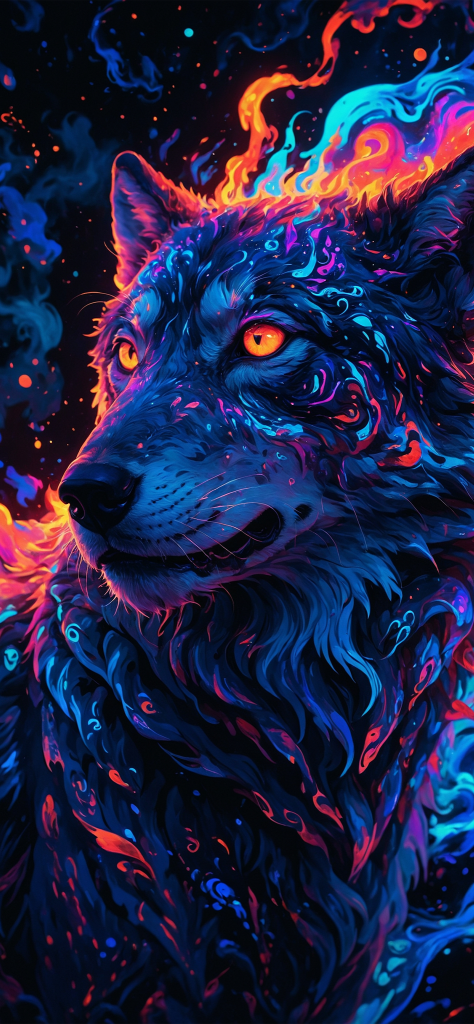 Fondo de lobo de fuego para celular en calidad 4K