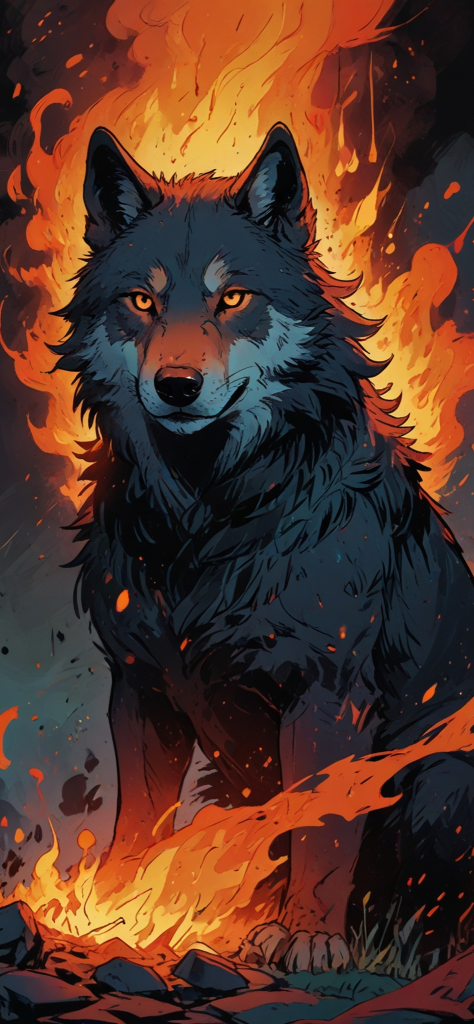 Fondo de lobo de fuego para celular