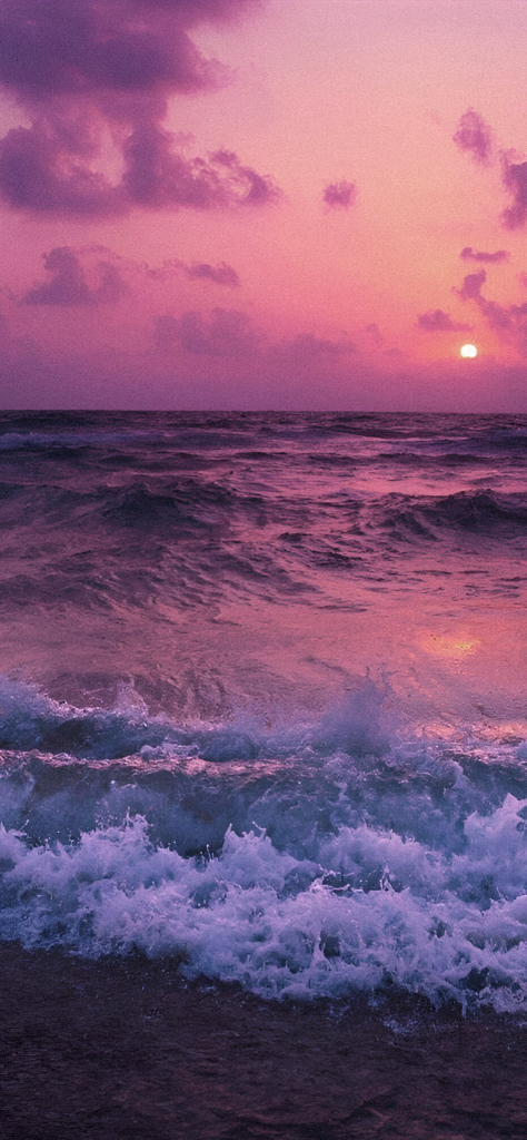 Fondo de pantalla del mar con tonalidad rosa