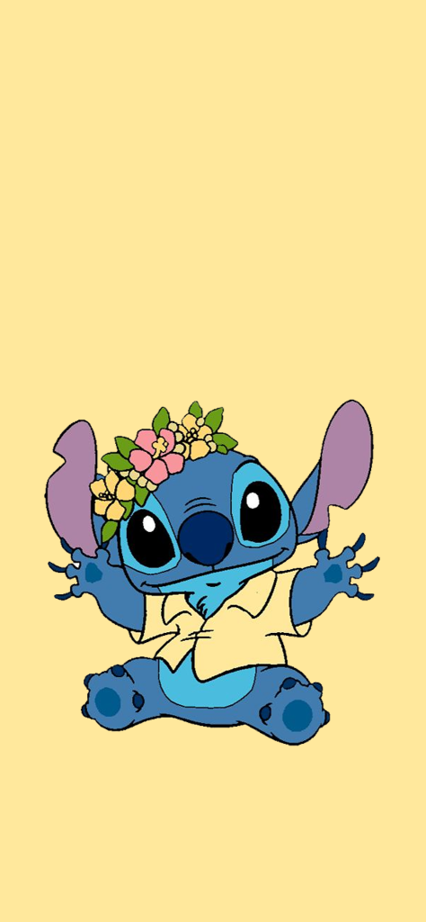 Fondo de Pantalla de Stitch en hawaii con fondo amarillo