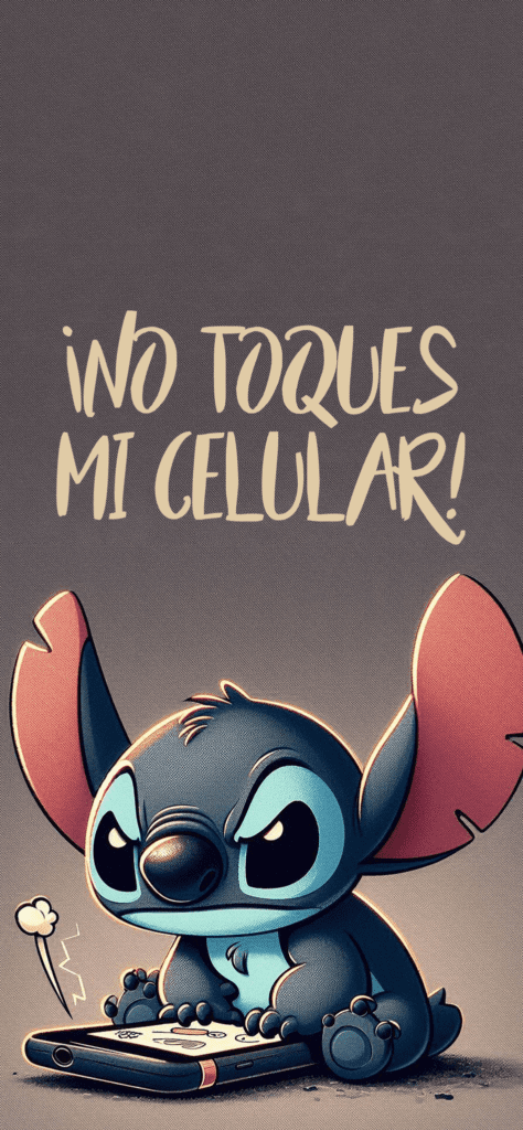 Fondos de pantalla de Stitch con el texto de No tocar mi celular