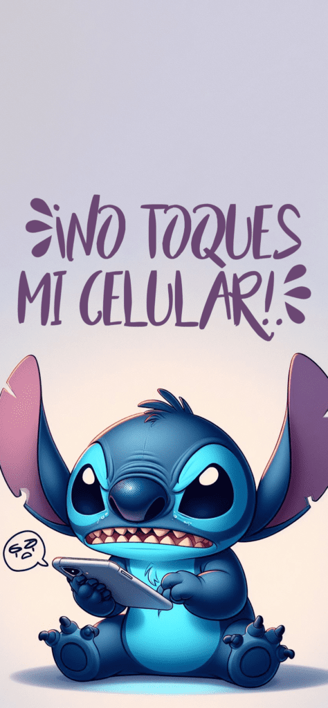 Fondos de pantalla de Stitch con el texto de No tocar mi celular