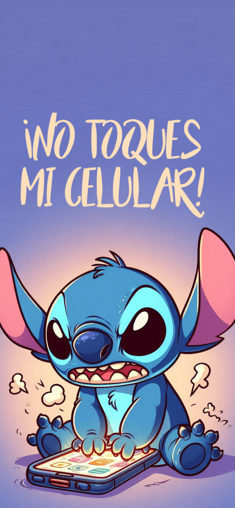 Fondos de pantalla de Stitch con el texto de No tocar mi celular