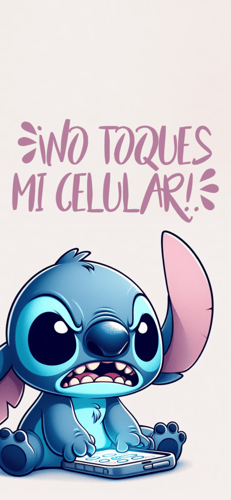 Fondos de pantalla de Stitch con el texto de No tocar mi celular