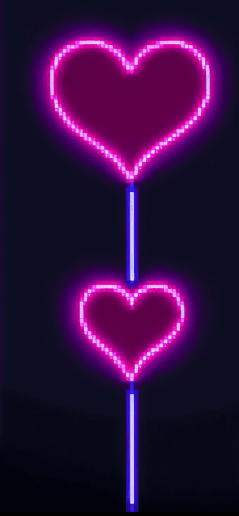 Fondo de pantalla negro neon de corazon