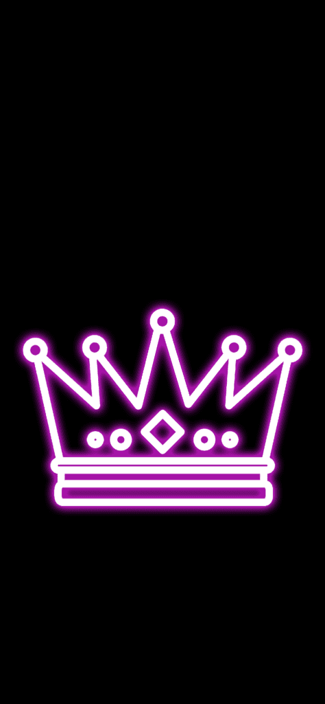 Fondo de pantalla de una corona de color rosa neon y fondo negro