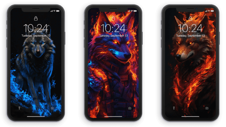Fondos de pantalla de lobos de fuego