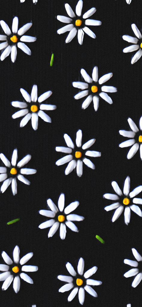 fondo de pantalla negro con flores blancas (flores margaritas)