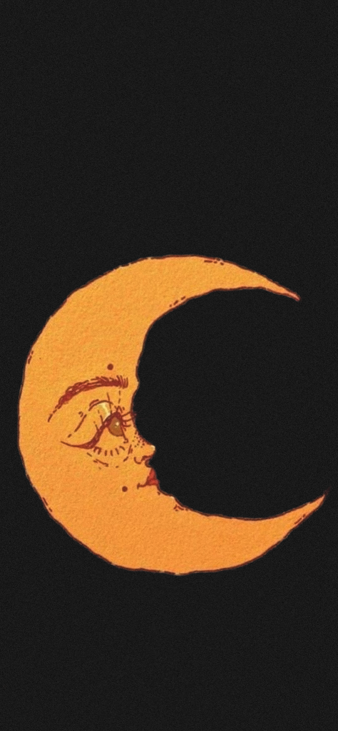 fondo de pantalla color negro con media luna color amarillo