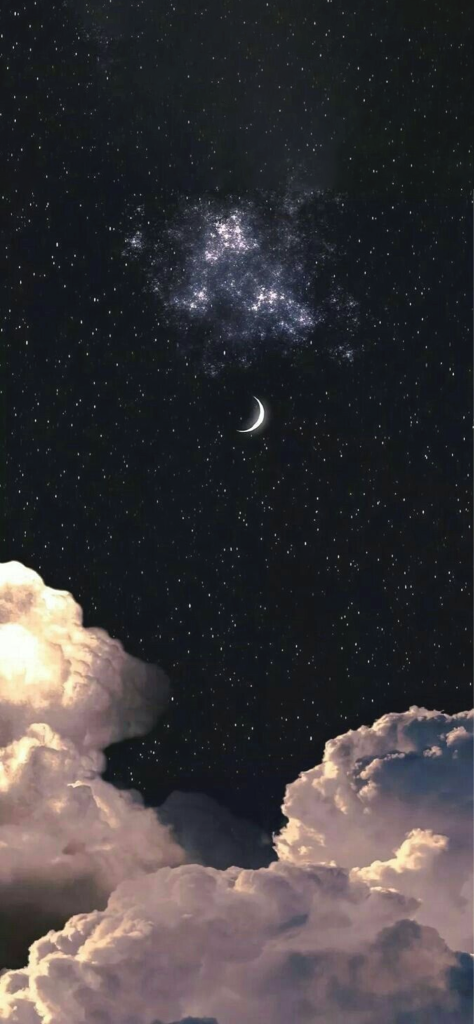 Fondo de Pantalla Negro con luna y nubes