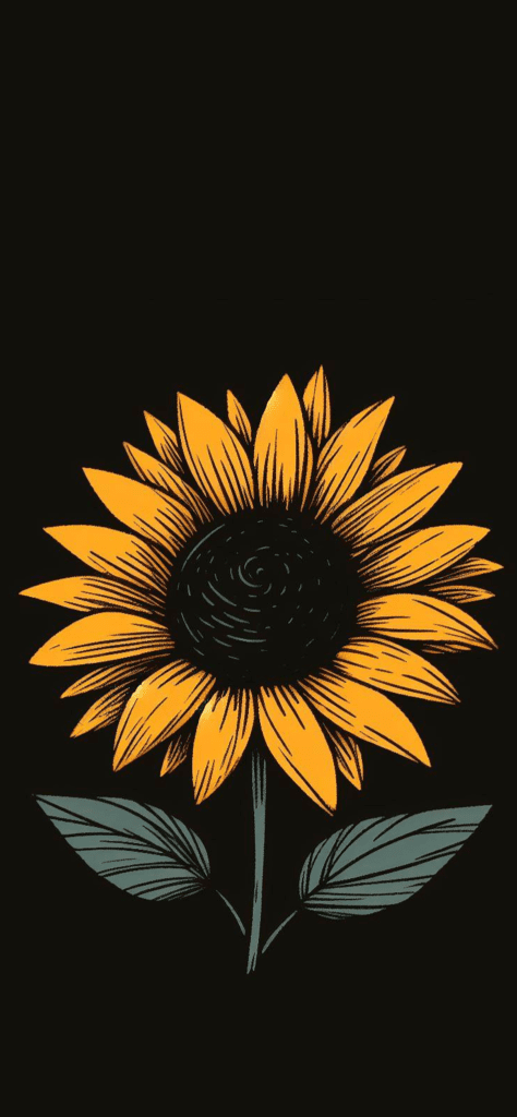 Fondos de pantalla de un girasol aesthetic estilo tumblr con fondo negro