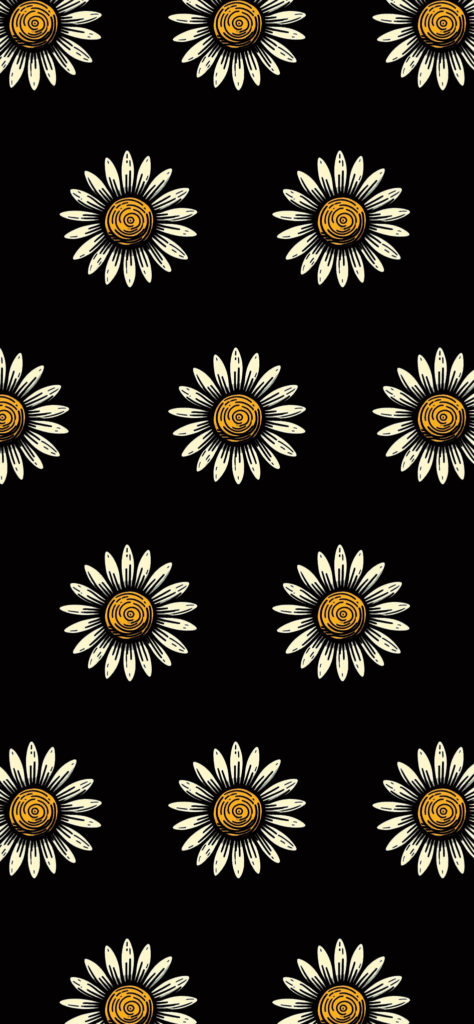 Fondos de pantalla con patron de flores margaritas estilo tumblr con fondo negro