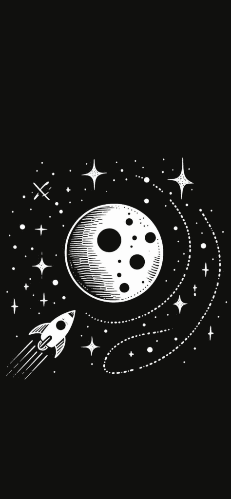 Fondos de pantalla del espacio con una luna y una nave con estilo tumblr con fondo negro