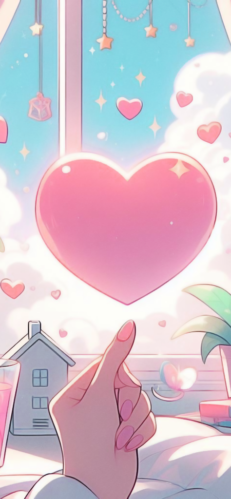Fondo de pantalla de corazon de anime
