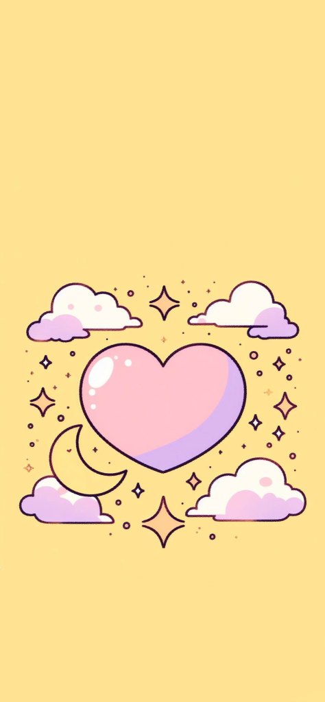 Fondo de pantalla de corazon rosa con fondo amarillo