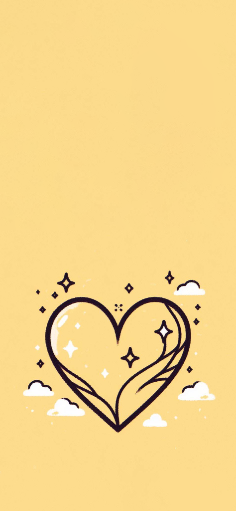 Fondo de pantalla de corazon simple con fondo amarillo