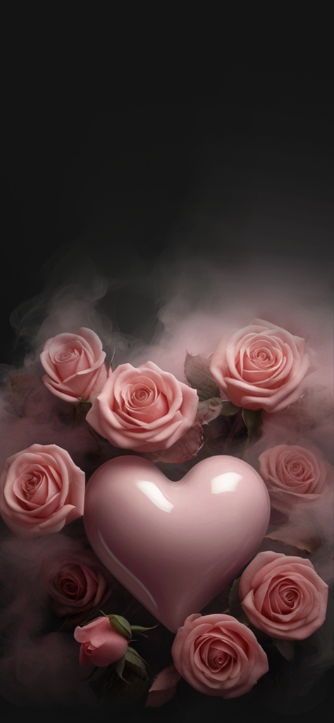 Fondo de pantalla de corazon rodeado de rosas