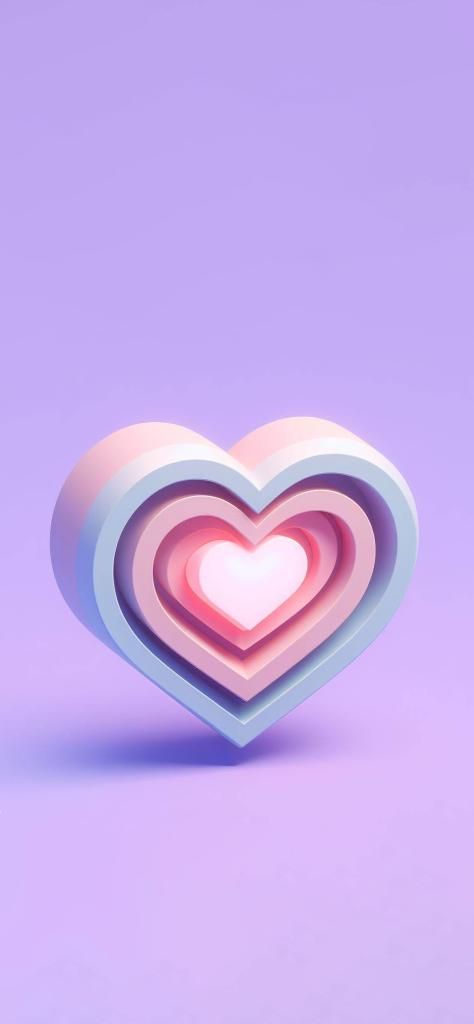 Fondo de Pantalla de corazones en 3d color rosa y fondo morado