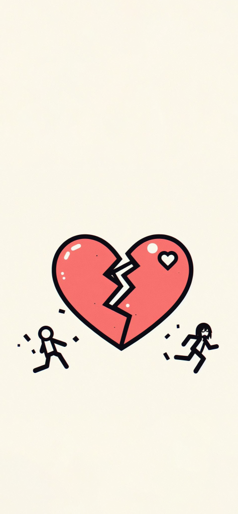 Fondo de pantalla de corazon roto rojo con 2 personas