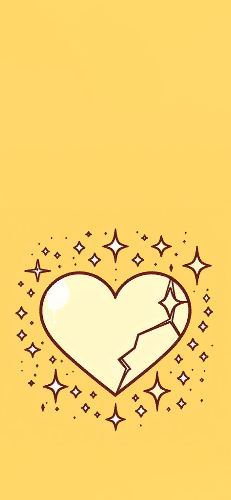 Fondo de pantalla de corazon roto amarillo aesthetic con fondo amarillo