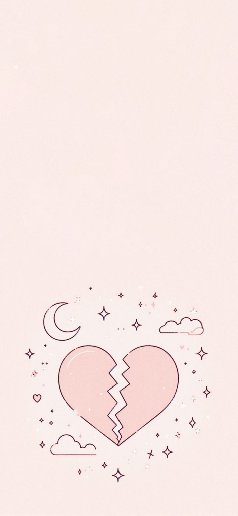 Fondo de pantalla para celular de corazon roto rosa con fondo rosa aesthetic