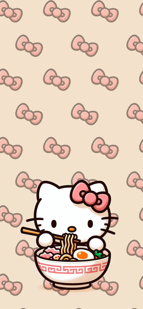 Fondo de pantalla de hello kitty comiendo ramen