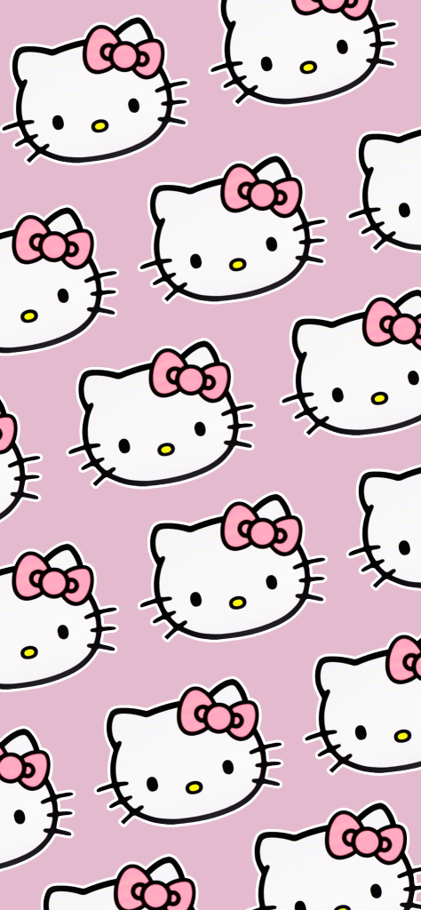 Fondo de pantalla de hello kitty en patron repetitivo con fondo rosita aesthetic