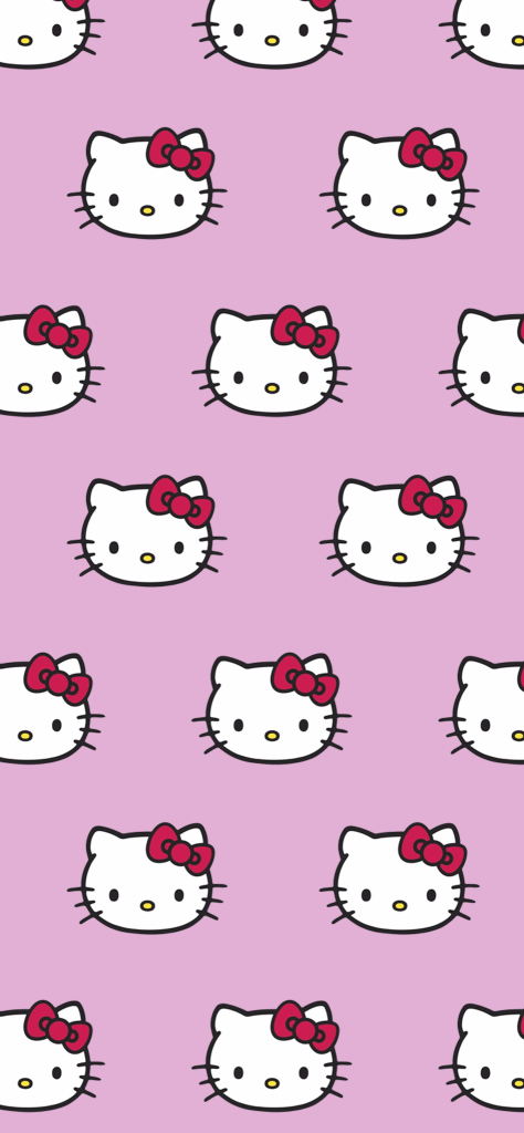 Fondo de pantalla de hello kitty con patron repetitivo y fondo rosa