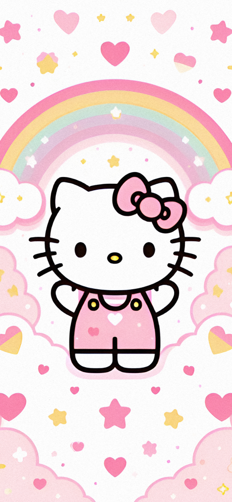 Fondo de pantalla de hello kitty con arcoiris