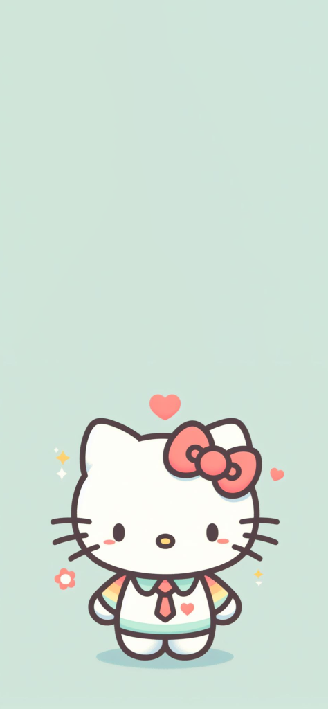Fondo de pantalla de hello kitty con fondo verde