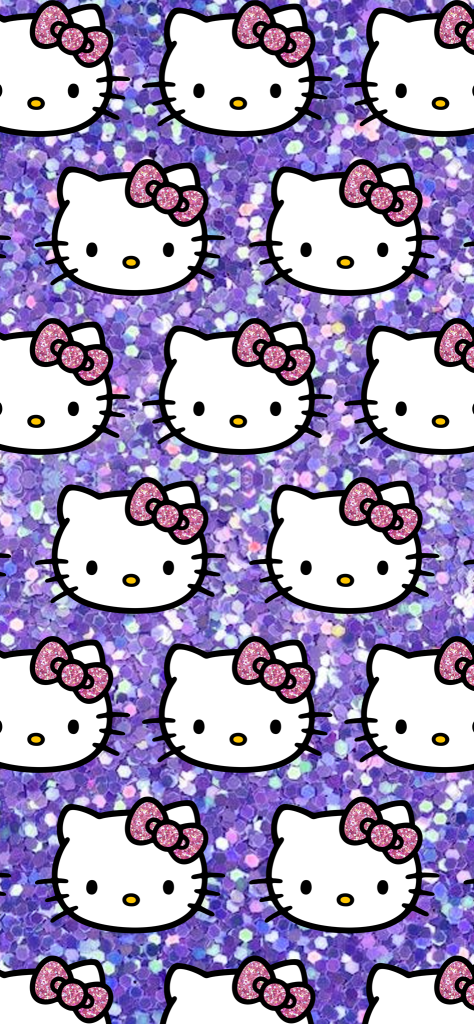 Fondo de pantalla de hello kitty con brillos morados