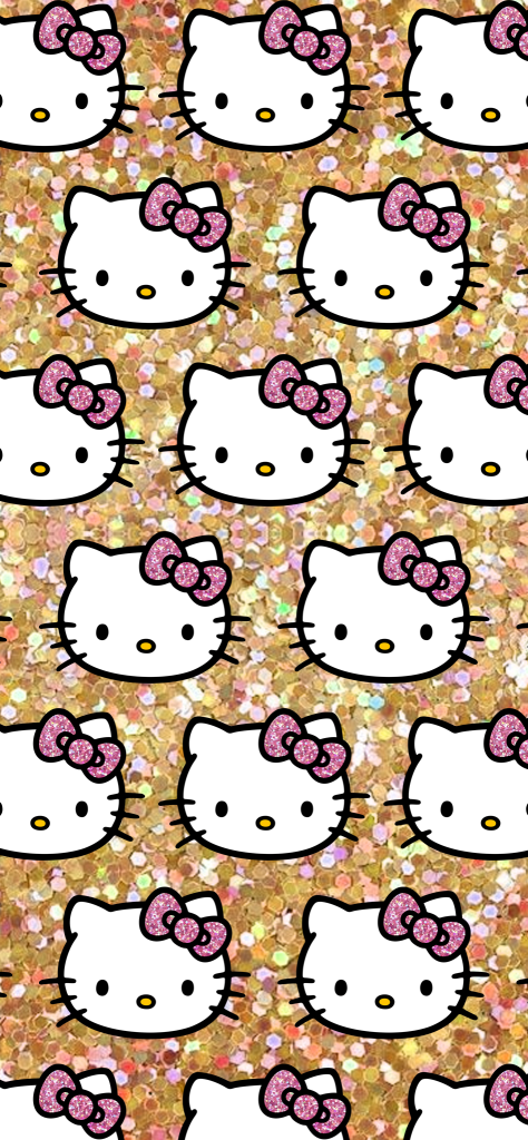 Fondo de pantalla de hello kitty con brillos amarillos
