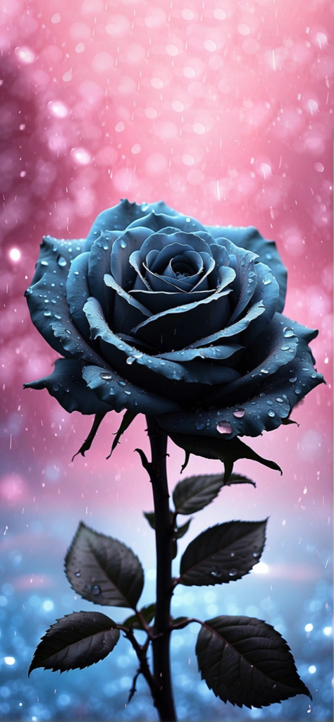 fondo de pantalla bonito de una rosa negra con fondo rosa