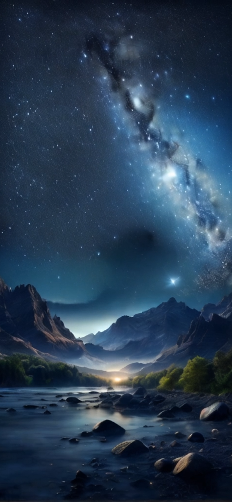 fondo de pantalla bonito de paisaje de noche con nebulosa