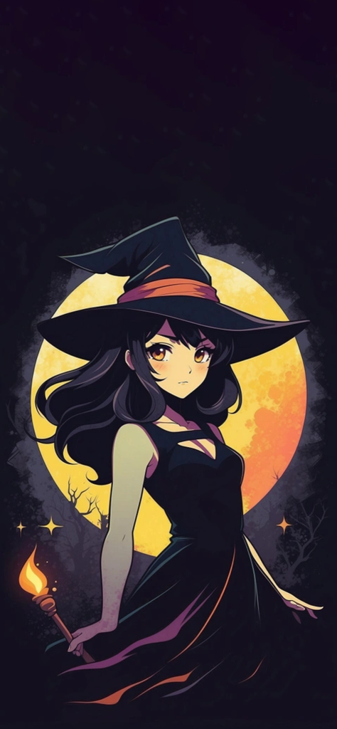 fondo de pantalla bonito de bruja animada