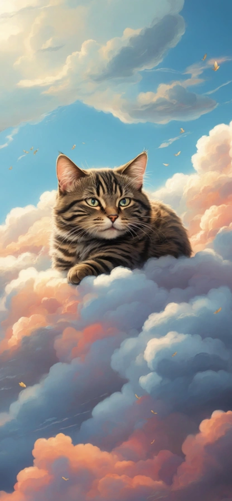 fondo de pantalla bonito de un gato en una nube