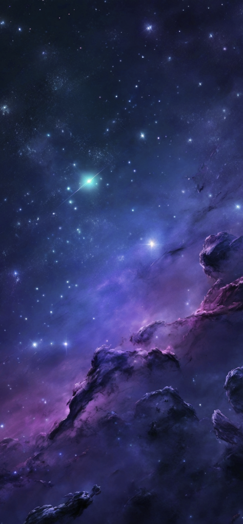 Fondo de pantalla de galaxia con nebulosas azul y morado