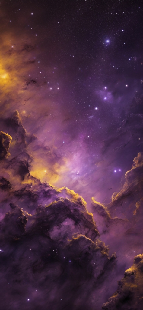 Fondo de pantalla de galaxia con amarillo y rosa