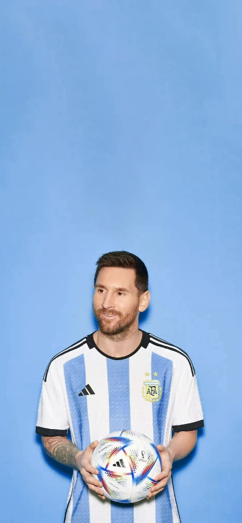 Fondo de pantalla de Messi con fondo azul