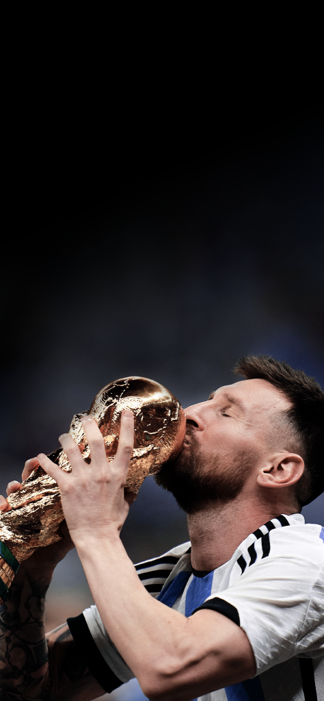 Fondo de pantalla de Messi besando al trofeo
