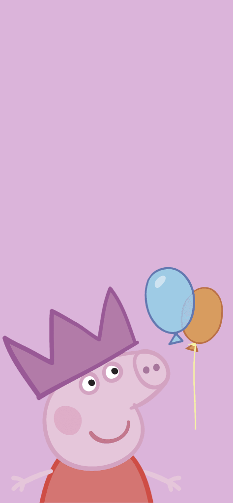 Fondo de Pantalla de Peppa Pig cumpleaños con corona y globos