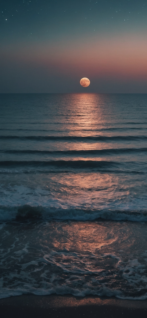 Fondo de pantalla de la luna en el mar