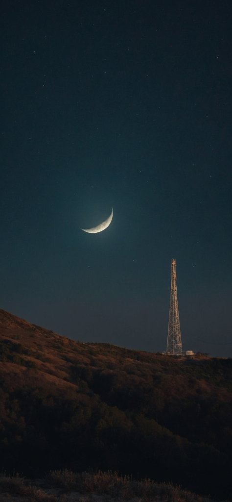 Fondo de pantalla de media luna de noche