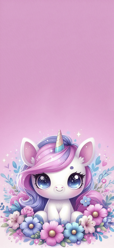 fondo de pantalla de unicornio con flores