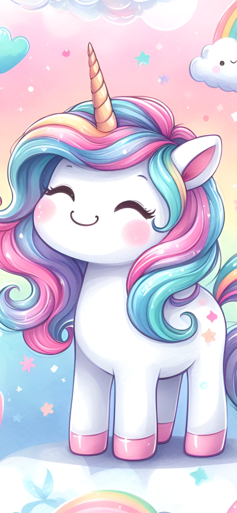 fondo de pantalla de unicornio kawaii lindo