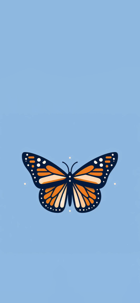 Fondo de pantalla azul con una mariposa monarca