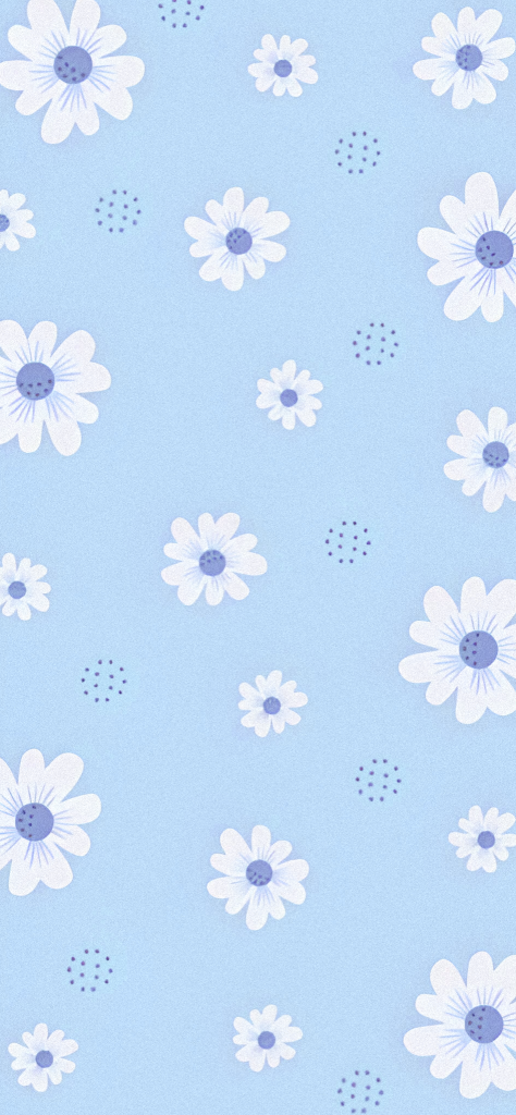 Fondo de pantalla azul con flores blancas aesthetic