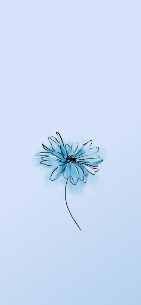 Fondo de pantalla aesthetic azul con una rosa pintada a acuarela